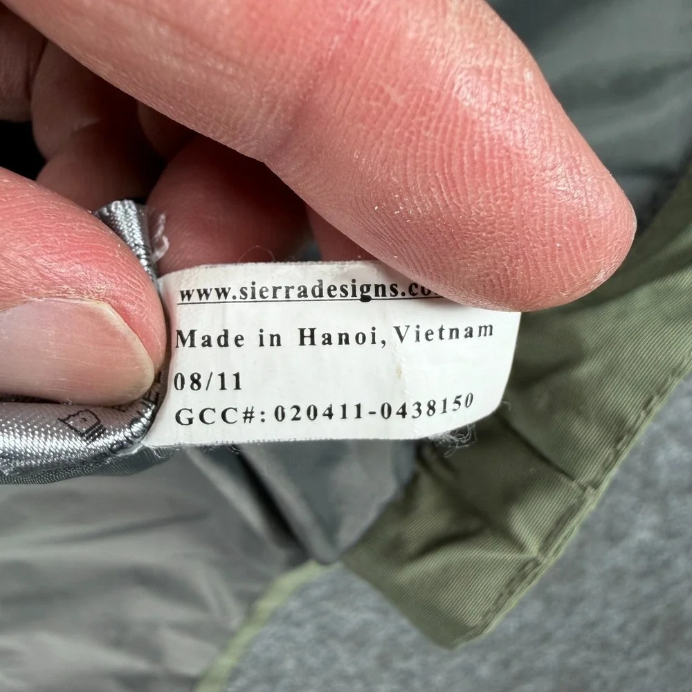 Sierra Designs Hooded Military Jacket Mens M Green Outdoor Zip Up Pockets Hiking